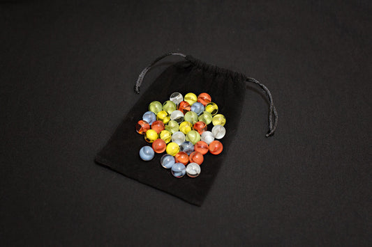 Solitaire Marbles and Velvet Sack