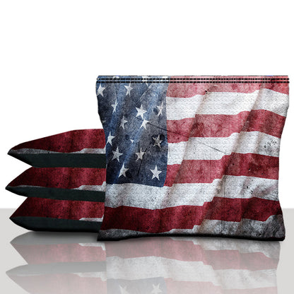 Rustic American Flag Cornhole Bags