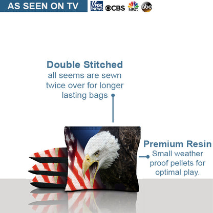 Bald Eagle American Flag Cornhole Bags