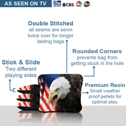 Bald Eagle American Flag Cornhole Bags