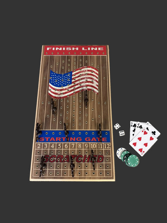 Patriotic Flag Horseracing Gametop Walnut