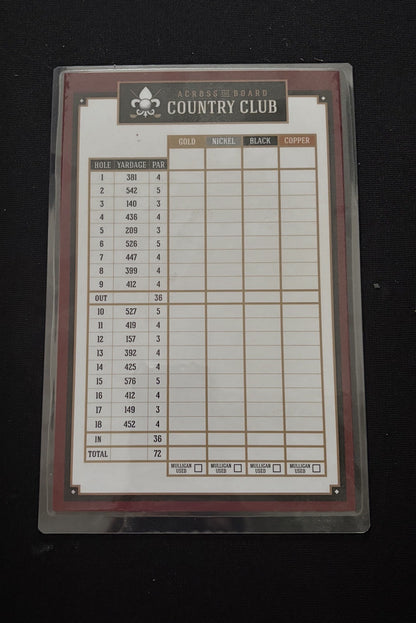 Dry Erase Golf Scorecard and Dry Erase Marker