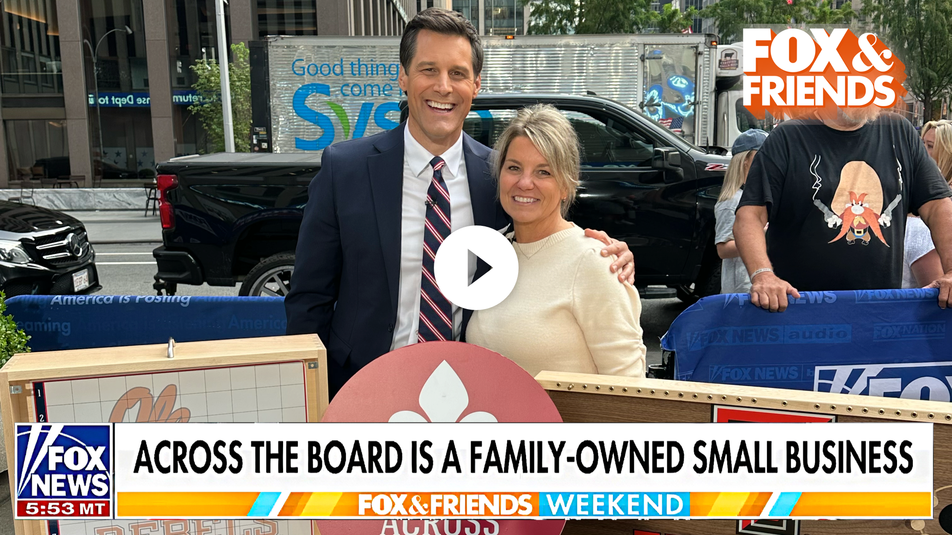 Load video: Kim McDaniel Owner of Across the Board Games is featured on Fox and Friends Morning Show.